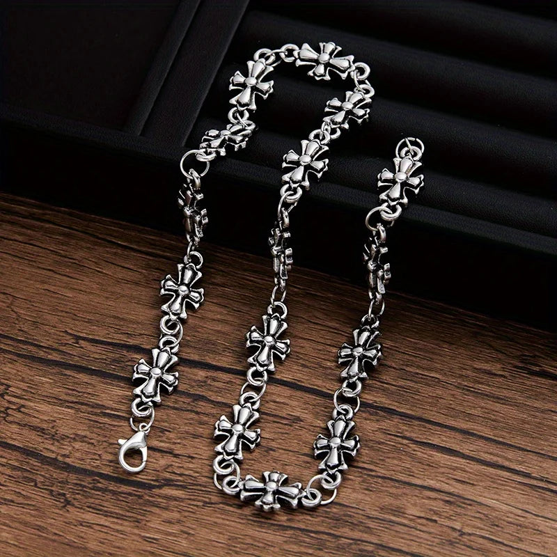Personalized Punk Style Color Vintage Silver Cross Patchwork Necklace Ladies Gothic Design Y2k Holiday Party Accessories Jewelry