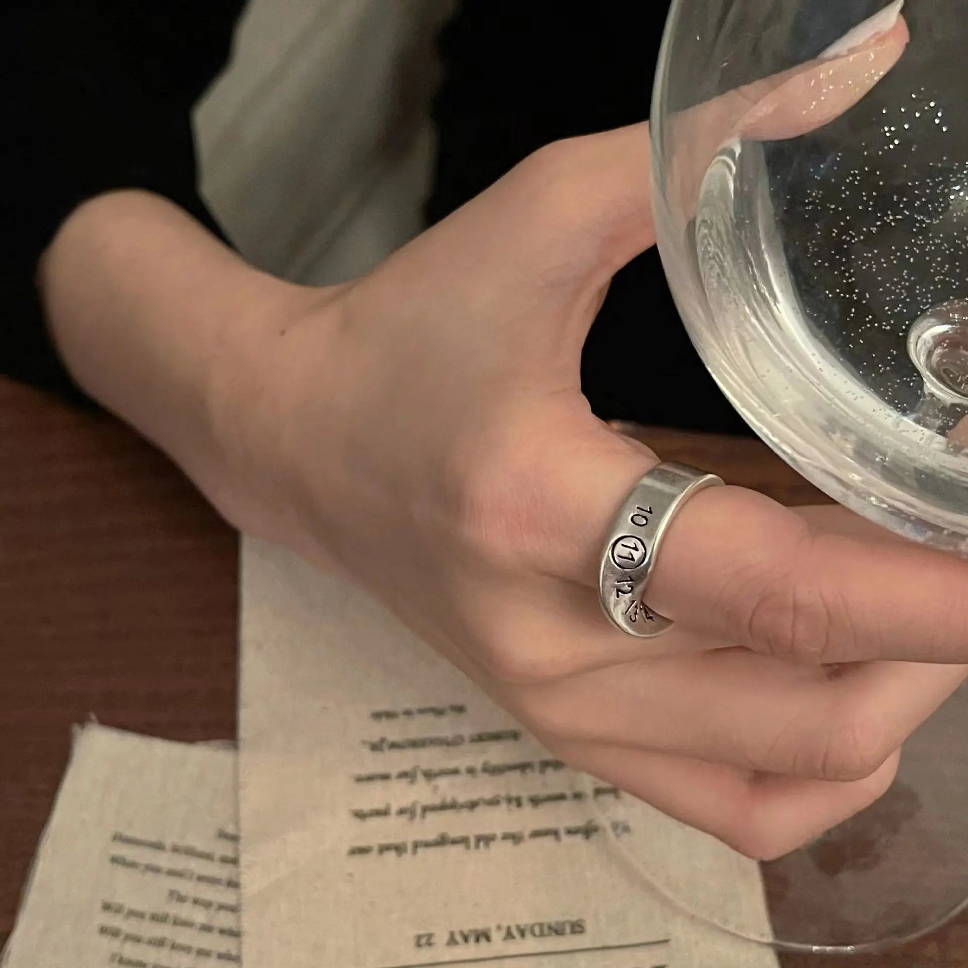 Fashionable Irregular Twist Lucky Number Ring Women's Personalized Party Jewelry