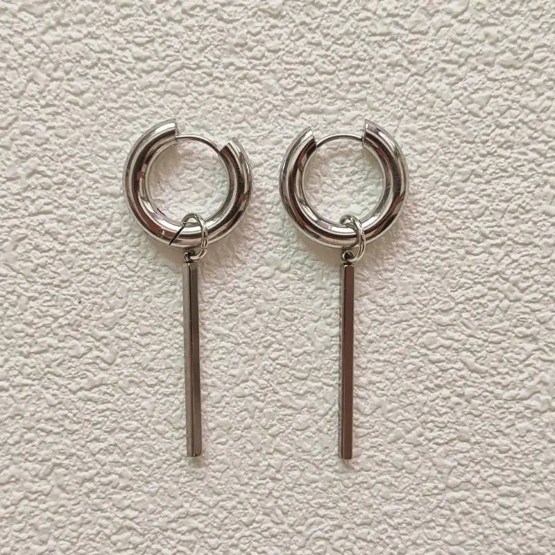 Fashion Punk Long Heart Star Pendant Earrings For Women Simple Geometric Circular Ear Buckle Trendy Jewelry Gift