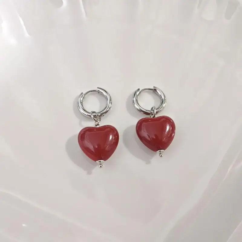 Fashion Punk Long Heart Star Pendant Earrings For Women Simple Geometric Circular Ear Buckle Trendy Jewelry Gift