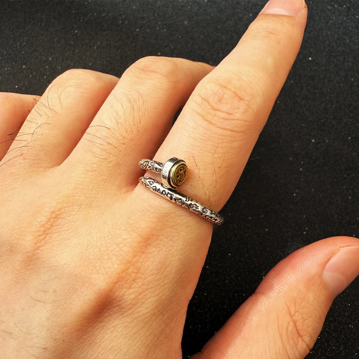 Retro Smile Face Graffiti Nail Adjustable Open Ring For Women Punk Gothic Copper Unisex Jewelry Edgy Couple Accessories Gift