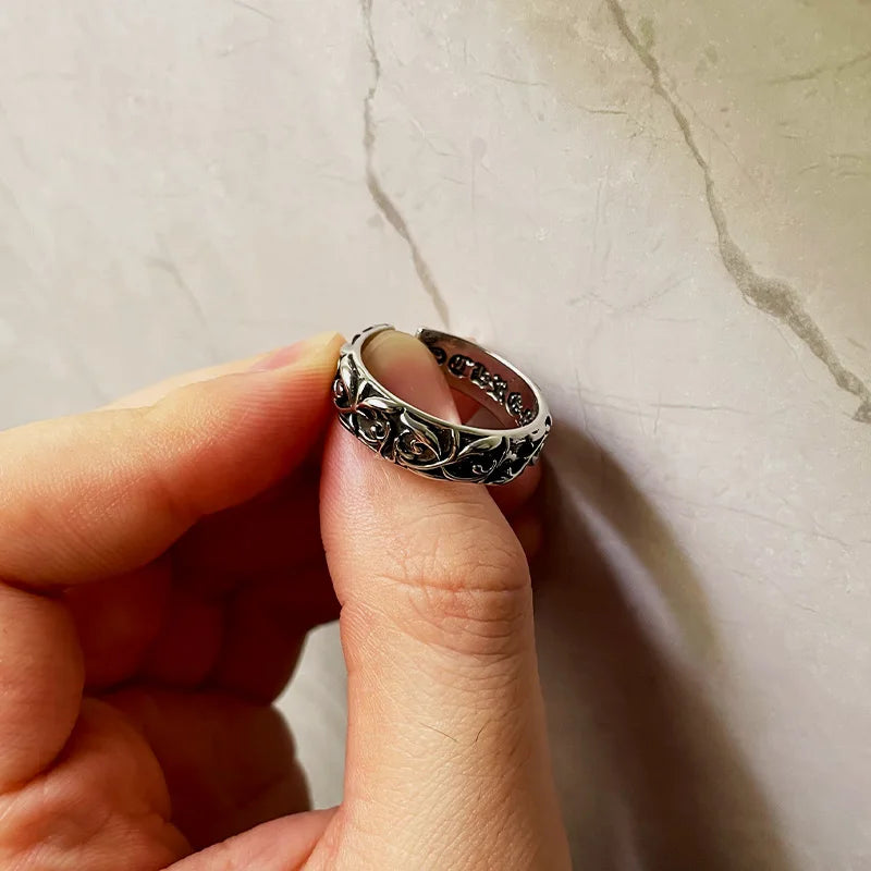 Retro Eternal Vine Ring Silver Color Punk Gothic Vintage Open Ring For Men Women Handmade Designer Jewelry Unisex Accessories
