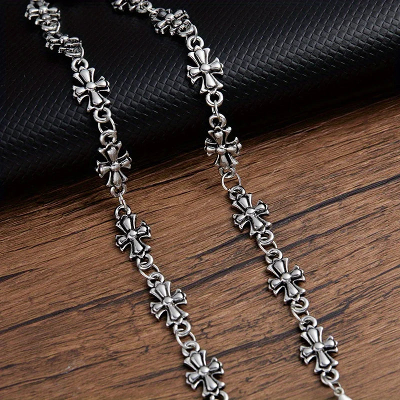 Personalized Punk Style Color Vintage Silver Cross Patchwork Necklace Ladies Gothic Design Y2k Holiday Party Accessories Jewelry