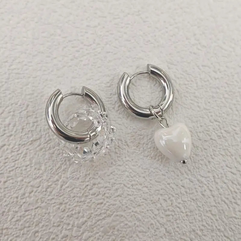 Fashion Punk Long Heart Star Pendant Earrings For Women Simple Geometric Circular Ear Buckle Trendy Jewelry Gift