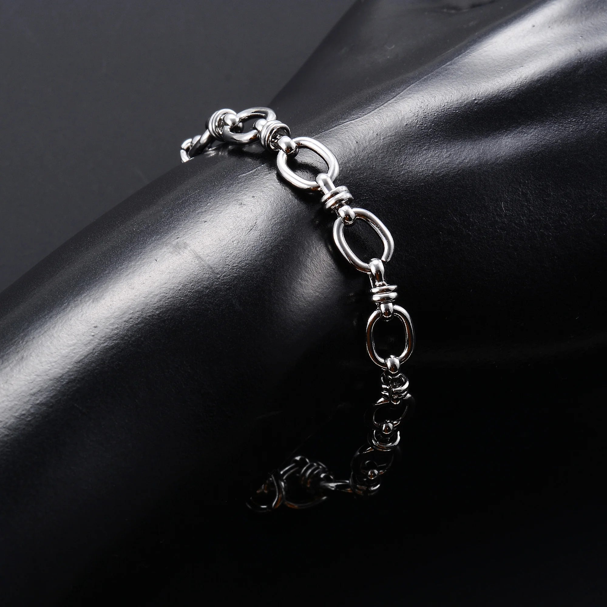 6.5mm Punk Handmade Stainless Steel Bracelet Link Oval Chain for Women Men Rock Boy Hand Chain Wristband Anklets Metal Jewelry