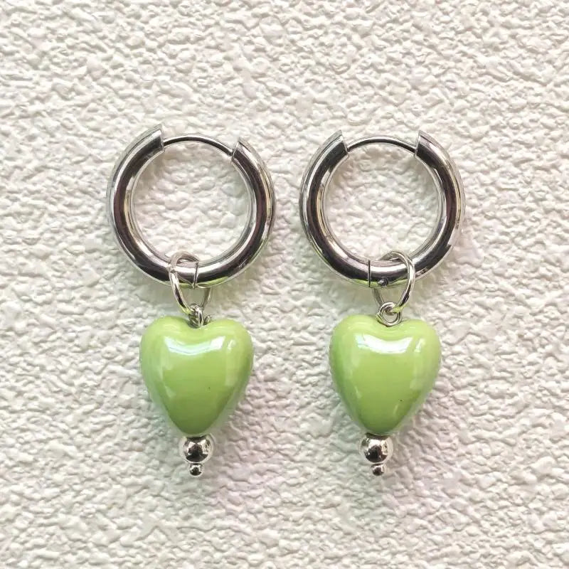 Fashion Punk Long Heart Star Pendant Earrings For Women Simple Geometric Circular Ear Buckle Trendy Jewelry Gift