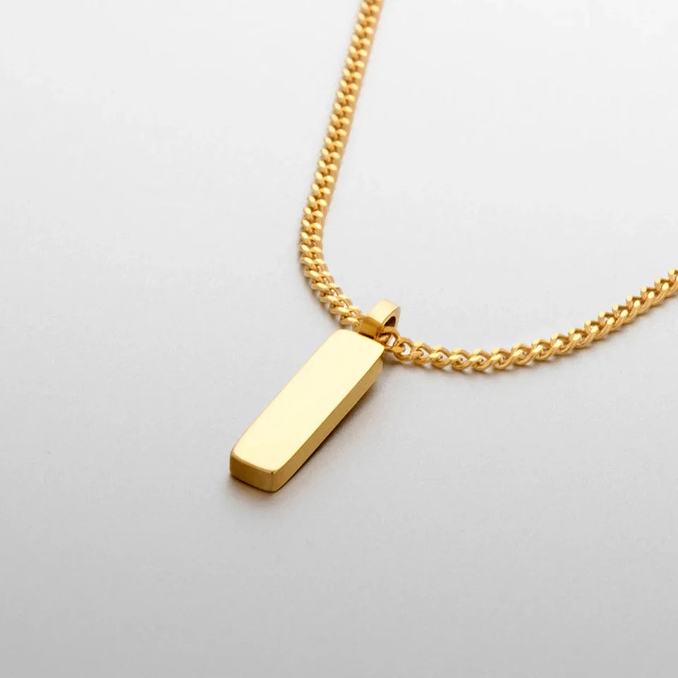 ELANDIS Minimalist Square Pendant Stainless Steel 18K Gold Plated Necklace Fashion Men's Accessories Wholesale