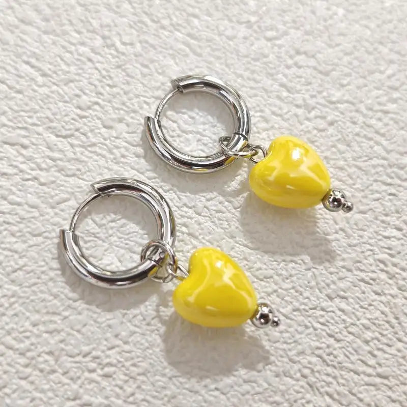 Fashion Punk Long Heart Star Pendant Earrings For Women Simple Geometric Circular Ear Buckle Trendy Jewelry Gift