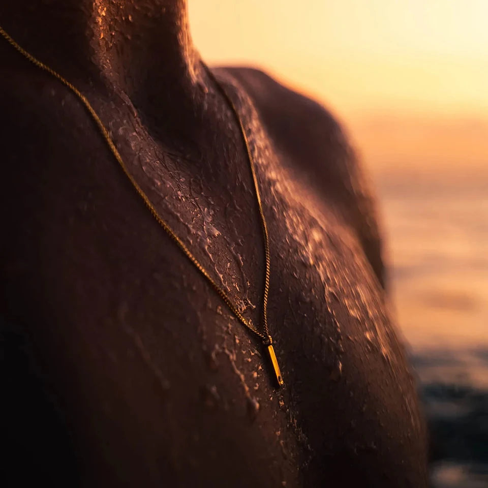 ELANDIS Minimalist Square Pendant Stainless Steel 18K Gold Plated Necklace Fashion Men's Accessories Wholesale