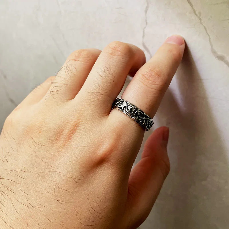 Retro Eternal Vine Ring Silver Color Punk Gothic Vintage Open Ring For Men Women Handmade Designer Jewelry Unisex Accessories