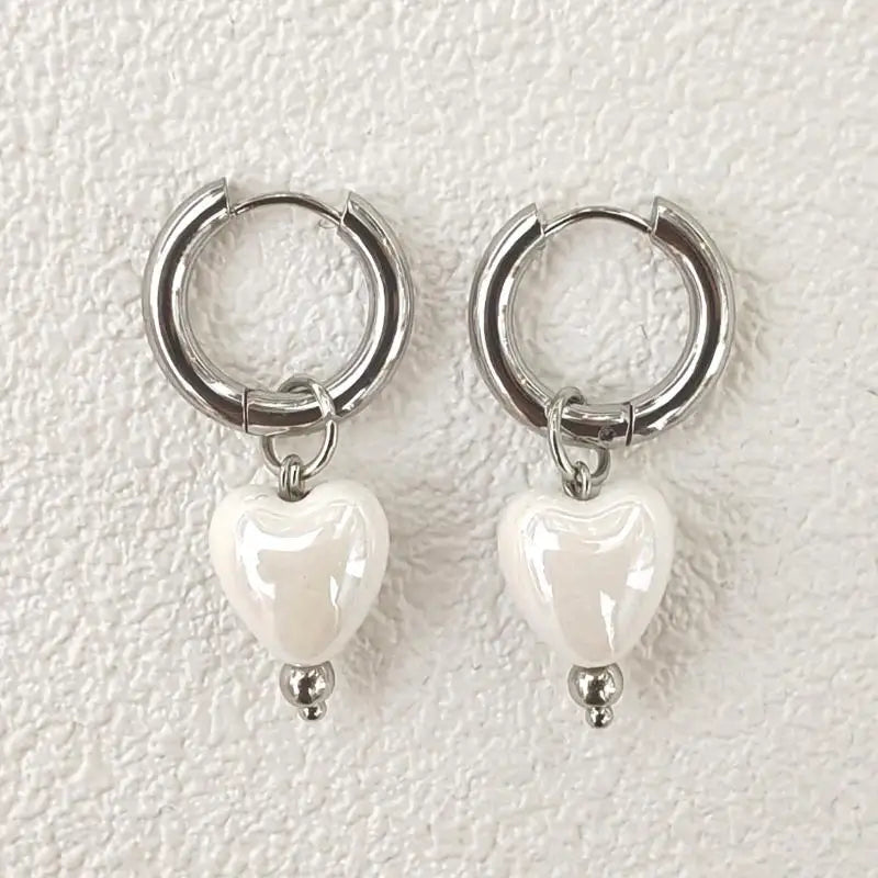 Fashion Punk Long Heart Star Pendant Earrings For Women Simple Geometric Circular Ear Buckle Trendy Jewelry Gift