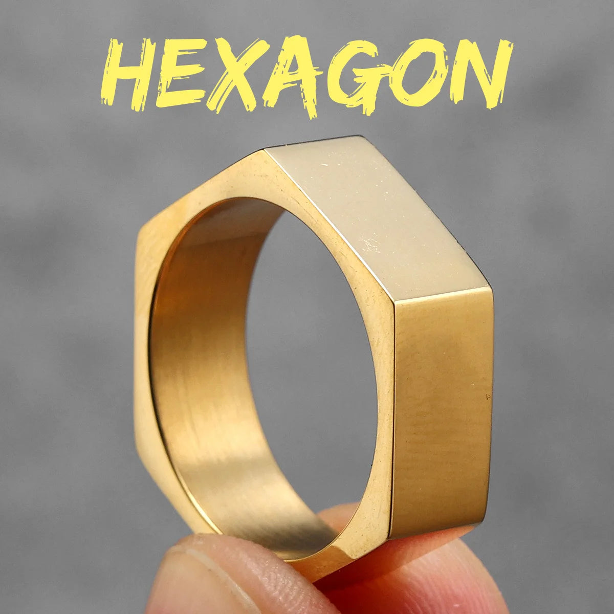 Simple Glossy Hexagon Stainless Steel Men Rings Punk New In For Male Women Fashion Jewelry Creativity Gift Wholesale Dropshiping