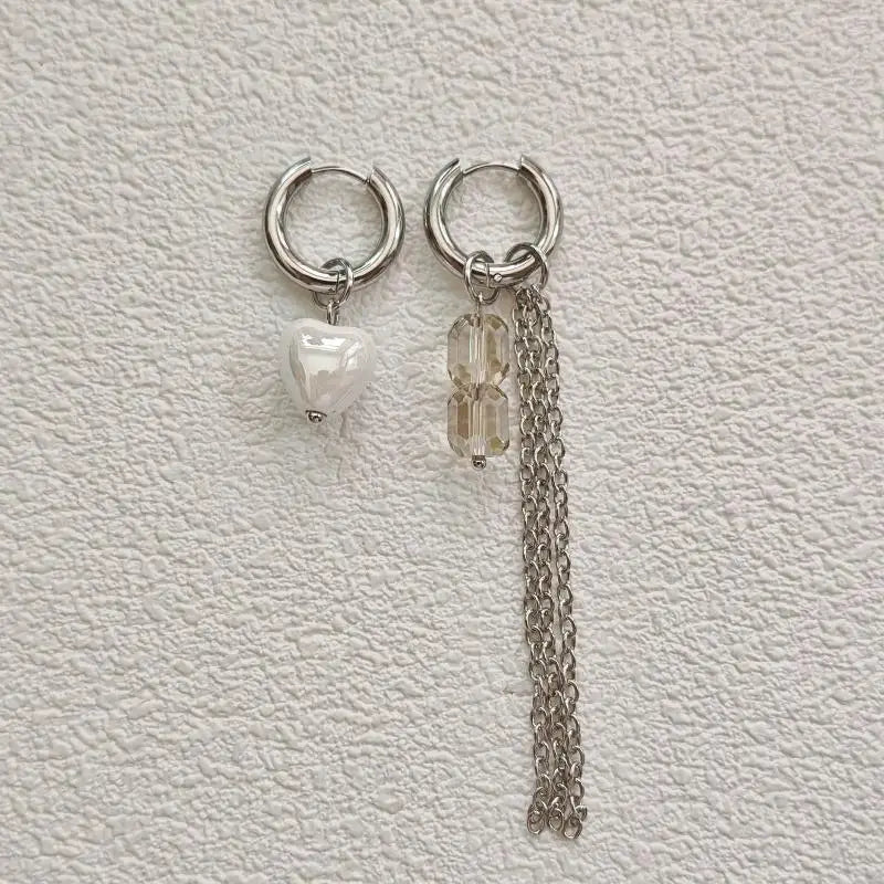 Fashion Punk Long Heart Star Pendant Earrings For Women Simple Geometric Circular Ear Buckle Trendy Jewelry Gift