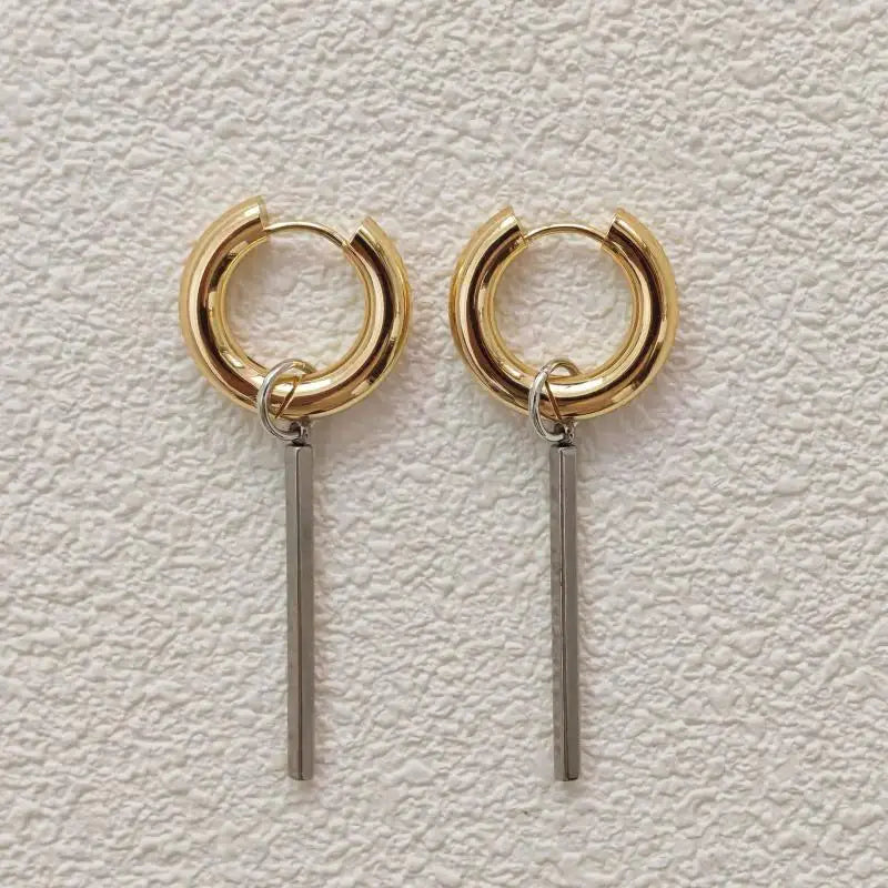 Fashion Punk Long Heart Star Pendant Earrings For Women Simple Geometric Circular Ear Buckle Trendy Jewelry Gift